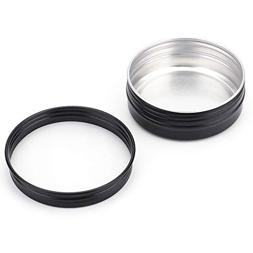 12 Pack 2 oz Aluminum Tin Jars with Screw Lid - Black Round Refillable Containers for Spice, Salve, Powder or Candies - görsel 14