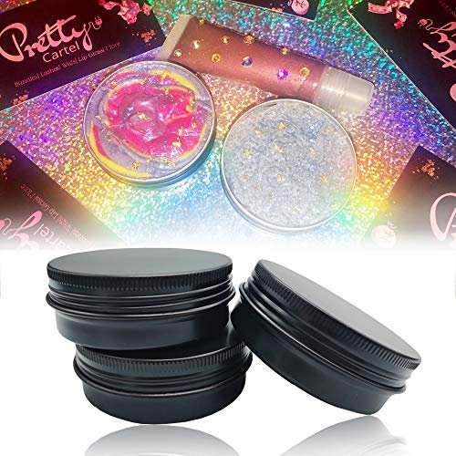 12 Pack 2 oz Aluminum Tin Jars with Screw Lid - Black Round Refillable Containers for Spice, Salve, Powder or Candies - görsel 10