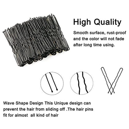 Sevensun U Shaped Hair Pins – 100 Pack Black 2.4 Inch Hairpins with Storage Box