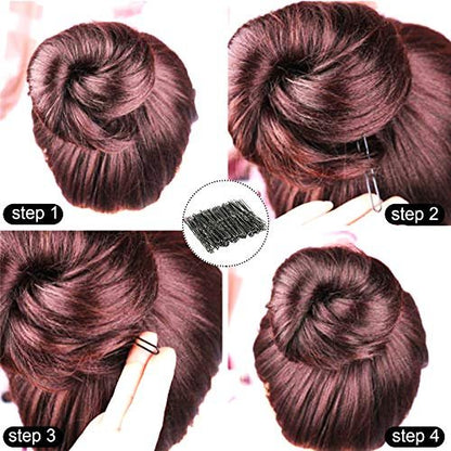 Sevensun U Shaped Hair Pins – 100 Pack Black 2.4 Inch Hairpins with Storage Box