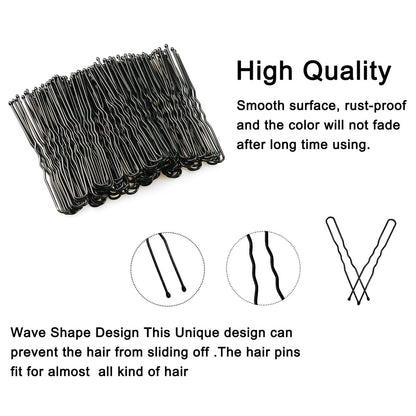 Sevensun U Shaped Hair Pins – 100 Pack Black 2.4 Inch Hairpins with Storage Box