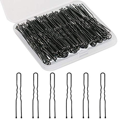 Sevensun U Shaped Hair Pins – 100 Pack Black 2.4 Inch Hairpins with Storage Box