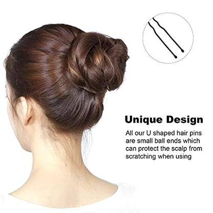 Sevensun U Shaped Hair Pins – 100 Pack Black 2.4 Inch Hairpins with Storage Box