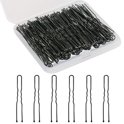 Sevensun U Shaped Hair Pins – 100 Pack Black 2.4 Inch Hairpins with Storage Box