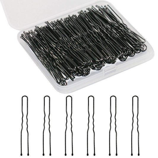 Sevensun U Shaped Hair Pins – 100 Pack Black 2.4 Inch Hairpins with Storage Box
