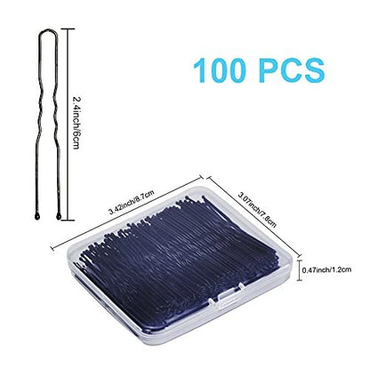 Sevensun U Shaped Hair Pins – 100 Pack Black 2.4 Inch Hairpins with Storage Box