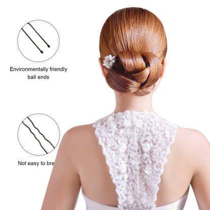 Sevensun U Shaped Hair Pins – 100 Pack Black 2.4 Inch Hairpins with Storage Box