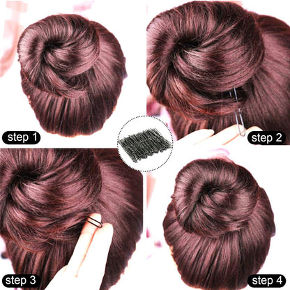 Sevensun U Shaped Hair Pins – 100 Pack Black 2.4 Inch Hairpins with Storage Box