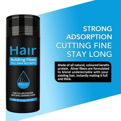 Dark Brown Hair Building Fibers - Instant Hair Thickening Fibers for Thinning Hair & Bald Spots, 0.97 oz