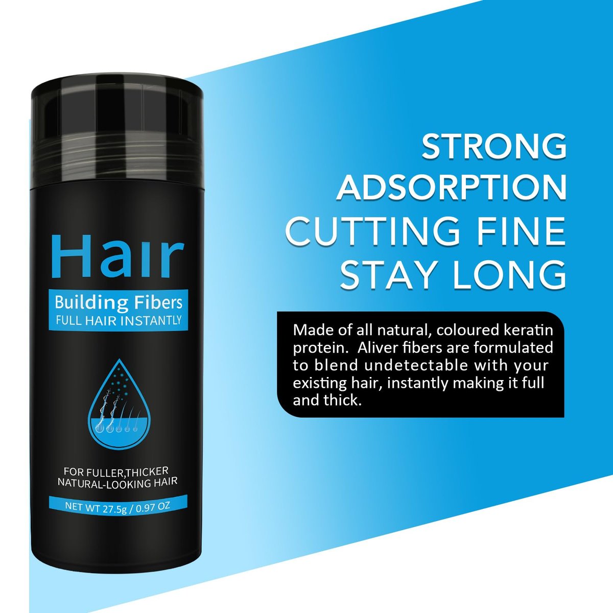 Dark Brown Hair Building Fibers - Instant Hair Thickening Fibers for Thinning Hair & Bald Spots, 0.97 oz - görsel 4