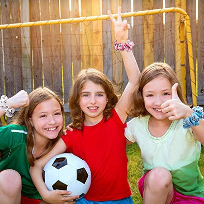 Syhood 16 Pieces Soccer Hair Scrunchies - Velvet Hair Ties for Girls, Women, Players & Coaches - Sporty Ponytail Holders for Teams