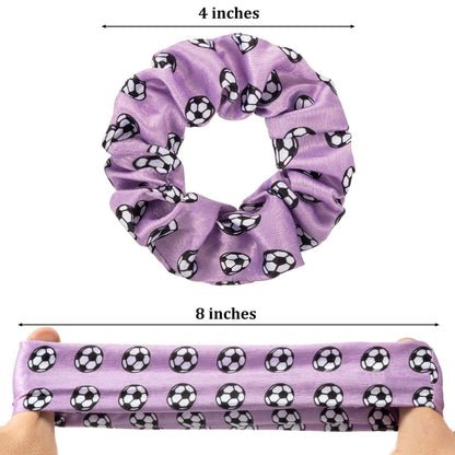 Syhood 16 Pieces Soccer Hair Scrunchies - Velvet Hair Ties for Girls, Women, Players & Coaches - Sporty Ponytail Holders for Teams