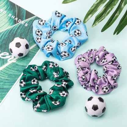 Syhood 16 Pieces Soccer Hair Scrunchies - Velvet Hair Ties for Girls, Women, Players & Coaches - Sporty Ponytail Holders for Teams