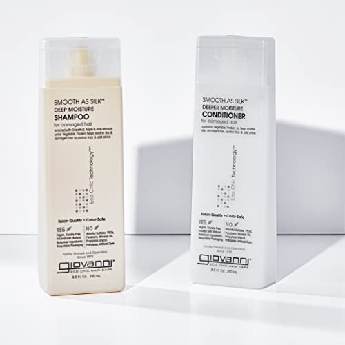 Giovanni Smooth as Silk Deeper Moisture Shampoo & Conditioner Set – 8.5 oz Each – Frizz Control, Detangling, Color Safe, Sulfate & Paraben Free Avelisse