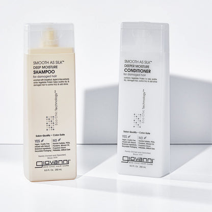 Giovanni Smooth as Silk Deeper Moisture Shampoo & Conditioner Set – 8.5 oz Each – Frizz Control, Detangling, Color Safe, Sulfate & Paraben Free Avelisse