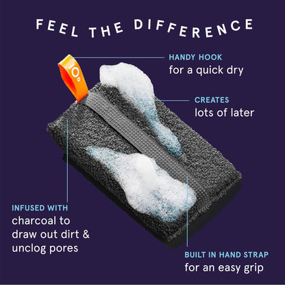 Cleanlogic Detoxify Purifying Charcoal Infused Exfoliating Body Scrubber, Reusable Exfoliator Tool for Smooth and Softer Skin, Daily Skincare Routine, 3 Count Value Pack Avelisse
