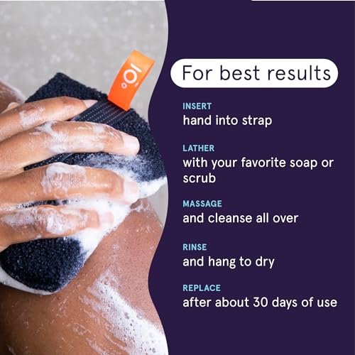 Cleanlogic Detoxify Purifying Charcoal Infused Exfoliating Body Scrubber, Reusable Exfoliator Tool for Smooth and Softer Skin, Daily Skincare Routine, 3 Count Value Pack Avelisse