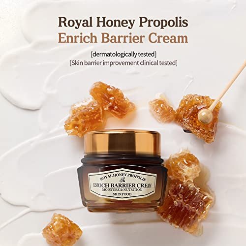 SKINFOOD Royal Honey Propolis Enrich Barrier Cream - 50% Black Bee Propolis & Royal Jelly Extract Face Cream - Propolis Serum for Skin - Royal Essence Facial Cream - 2.13 Fl. Oz (63 mL) Avelisse
