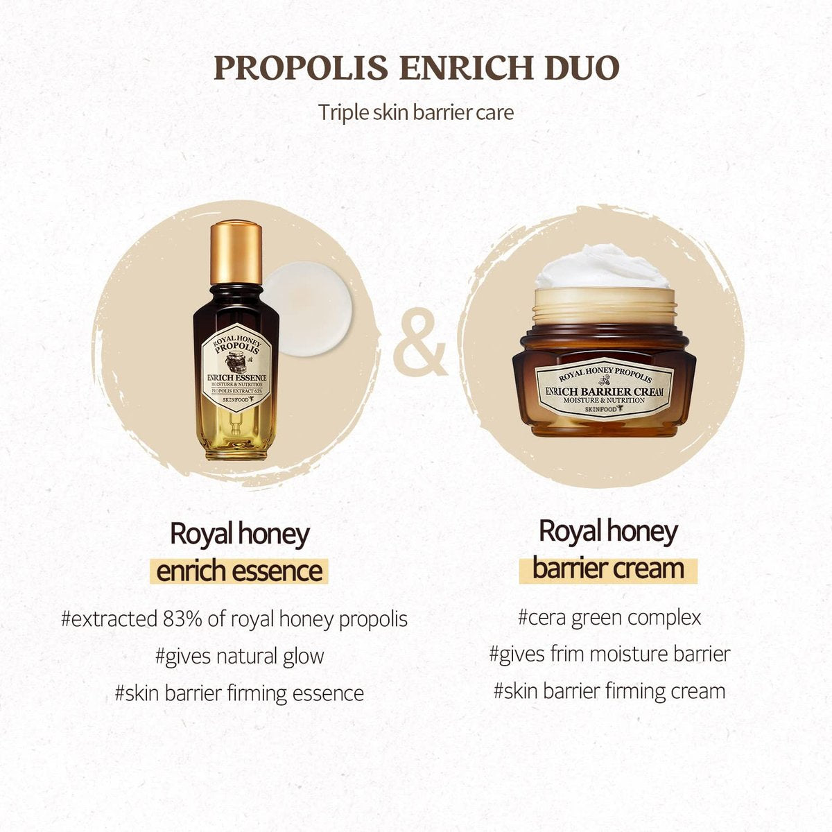 SKINFOOD Royal Honey Propolis Enrich Barrier Cream - 50% Black Bee Propolis & Royal Jelly Extract Face Cream - Propolis Serum for Skin - Royal Essence Facial Cream - 2.13 Fl. Oz (63 mL) Avelisse
