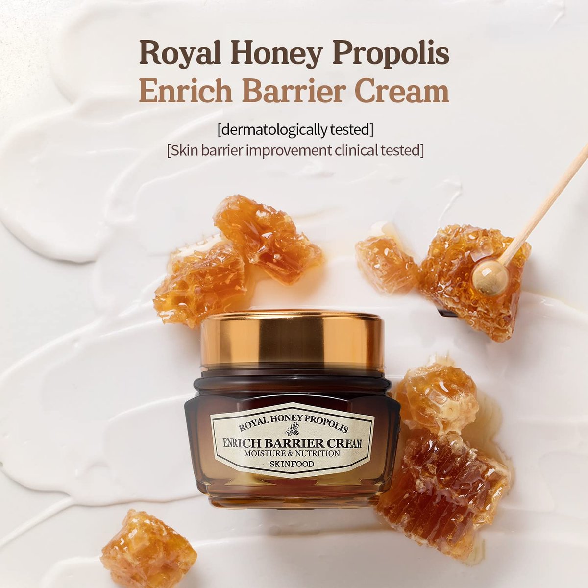 SKINFOOD Royal Honey Propolis Enrich Barrier Cream - 50% Black Bee Propolis & Royal Jelly Extract Face Cream - Propolis Serum for Skin - Royal Essence Facial Cream - 2.13 Fl. Oz (63 mL) Avelisse