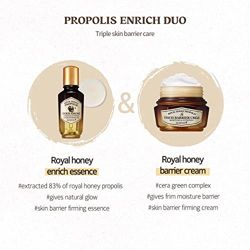 SKINFOOD Royal Honey Propolis Enrich Barrier Cream - 50% Black Bee Propolis & Royal Jelly Extract Face Cream - Propolis Serum for Skin - Royal Essence Facial Cream - 2.13 Fl. Oz (63 mL) Avelisse