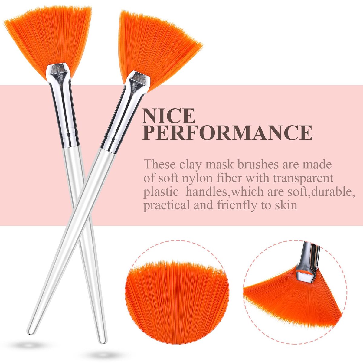 16 Pieces Face Mask Fan Brush Applicator Set - Soft Facial Fan Brushes for Esthetician, Cosmetics, and Eyelash Extension - 6 Inches Long, Simple Design - görsel 5