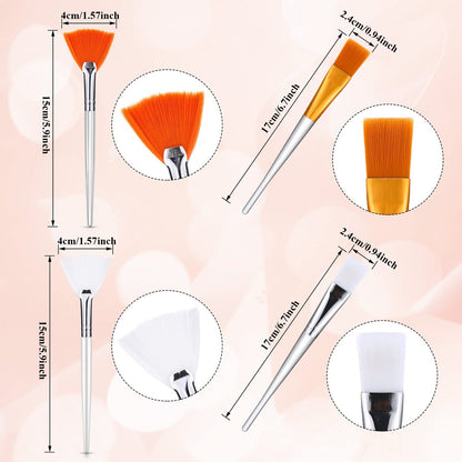 16 Pieces Face Mask Fan Brush Applicator Set - Soft Facial Fan Brushes for Esthetician, Cosmetics, and Eyelash Extension - 6 Inches Long, Simple Design