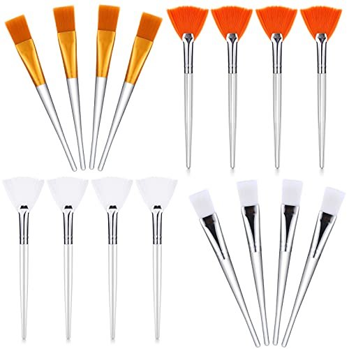 16 Pieces Face Mask Fan Brush Applicator Set - Soft Facial Fan Brushes for Esthetician, Cosmetics, and Eyelash Extension - 6 Inches Long, Simple Design - görsel 2