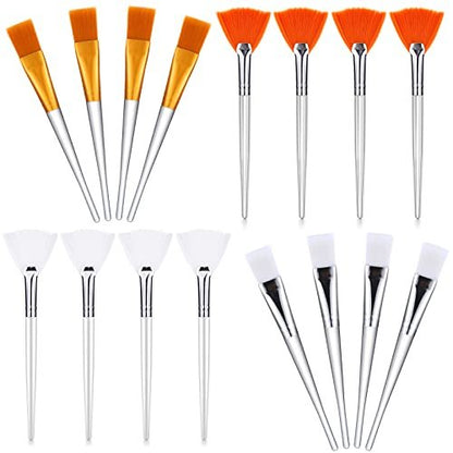 16 Pieces Face Mask Fan Brush Applicator Set - Soft Facial Fan Brushes for Esthetician, Cosmetics, and Eyelash Extension - 6 Inches Long, Simple Design