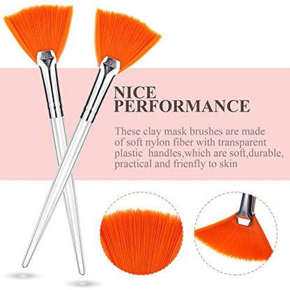 16 Pieces Face Mask Fan Brush Applicator Set - Soft Facial Fan Brushes for Esthetician, Cosmetics, and Eyelash Extension - 6 Inches Long, Simple Design