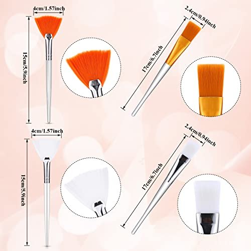 16 Pieces Face Mask Fan Brush Applicator Set - Soft Facial Fan Brushes for Esthetician, Cosmetics, and Eyelash Extension - 6 Inches Long, Simple Design - görsel 4