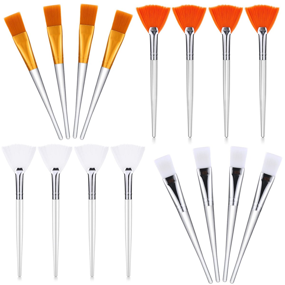 16 Pieces Face Mask Fan Brush Applicator Set - Soft Facial Fan Brushes for Esthetician, Cosmetics, and Eyelash Extension - 6 Inches Long, Simple Design - görsel 1