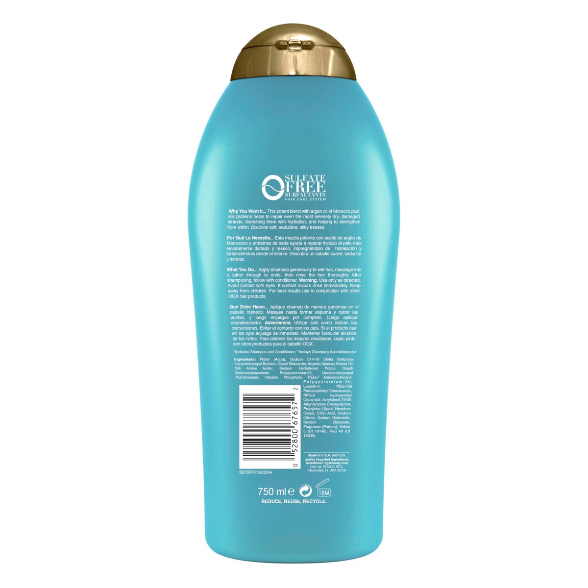 OGX Extra Strength Hydrate & Repair + Argan Oil of Morocco Shampoo for Dry, Damaged Hair - Paraben-Free, Sulfate-Free Surfactants, 25.4 Fl Oz Avelisse