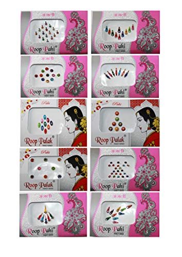 IS4A 10 Pack Bindi for Women - Multicolored Indian Bindi Stickers, Face Jewels & Forehead Decals - görsel 4