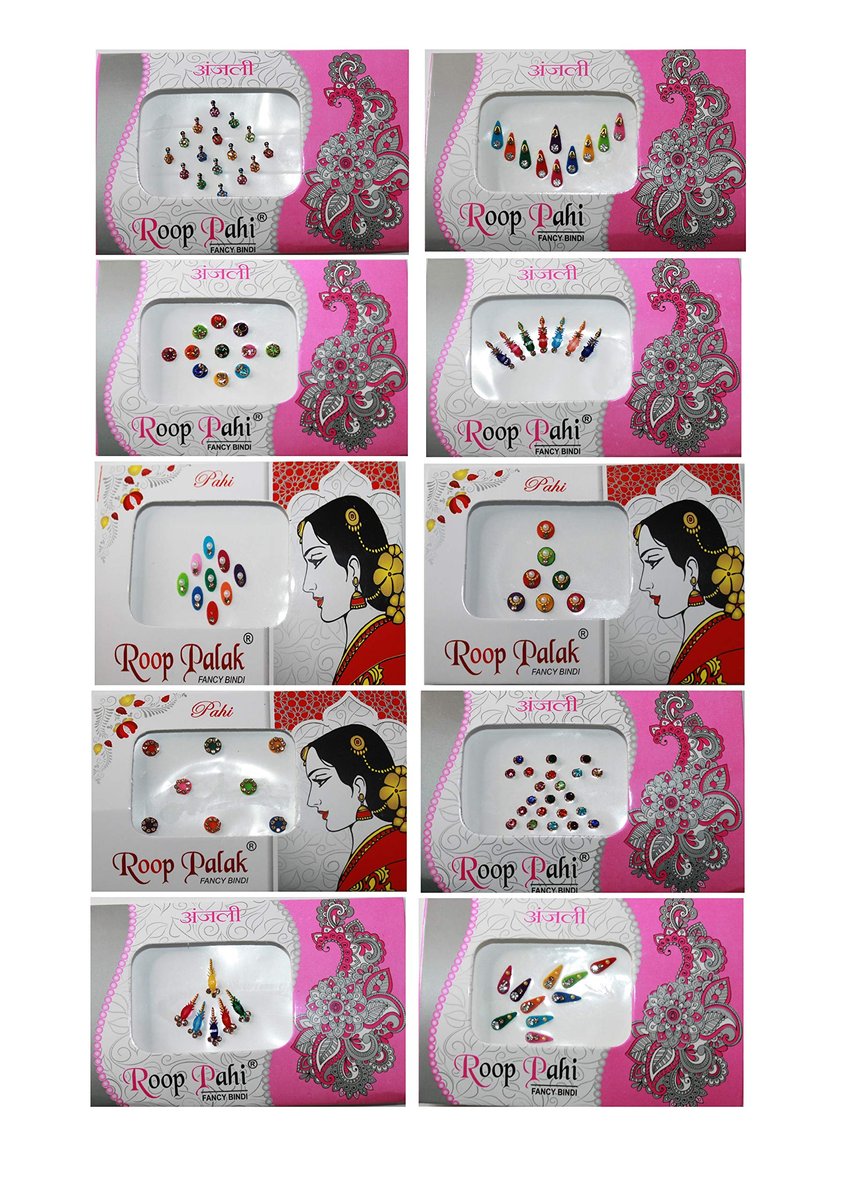 IS4A 10 Pack Bindi for Women - Multicolored Indian Bindi Stickers, Face Jewels & Forehead Decals - görsel 3