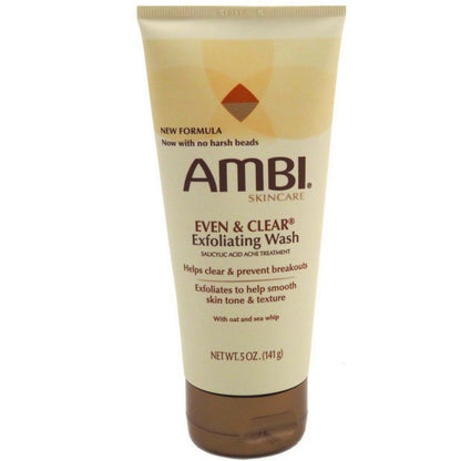 Ambi Even & Clear Exfoliating Wash – 5 oz (Pack of 2) for Even Skin Tone