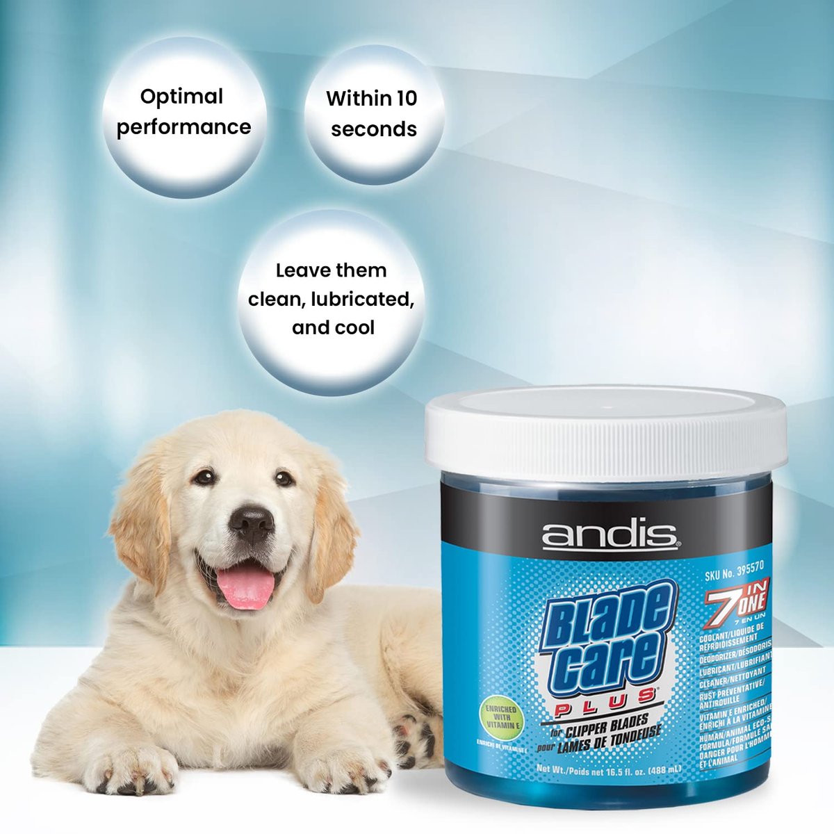 Andis Blade Care Plus Jar – 60 Count Clipper Blade Cleaning & Lubricating Pads Avelisse