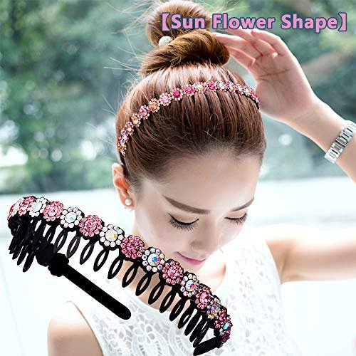 LUOLIPEYA 6 Pack Wave Rhinestone Teeth Comb Headbands for Women - Flower Crystal Hairband Hair Hoop with Teeth Non-Slip Hard Plastic 3 Pattern (Shiny 6 Colors) Avelisse