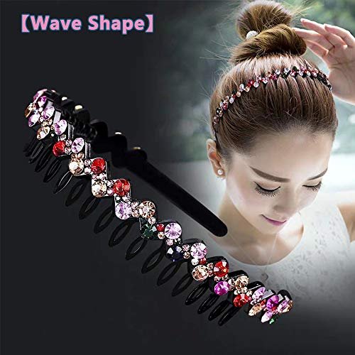 LUOLIPEYA 6 Pack Wave Rhinestone Teeth Comb Headbands for Women - Flower Crystal Hairband Hair Hoop with Teeth Non-Slip Hard Plastic 3 Pattern (Shiny 6 Colors) Avelisse