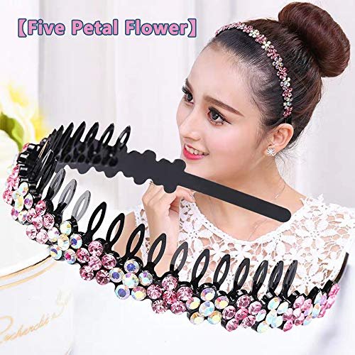 LUOLIPEYA 6 Pack Wave Rhinestone Teeth Comb Headbands for Women - Flower Crystal Hairband Hair Hoop with Teeth Non-Slip Hard Plastic 3 Pattern (Shiny 6 Colors) Avelisse