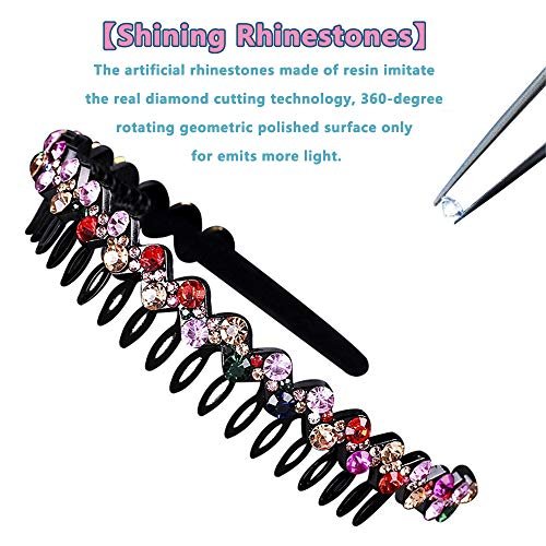 LUOLIPEYA 6 Pack Wave Rhinestone Teeth Comb Headbands for Women - Flower Crystal Hairband Hair Hoop with Teeth Non-Slip Hard Plastic 3 Pattern (Shiny 6 Colors) Avelisse