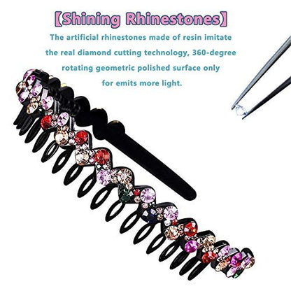LUOLIPEYA 6 Pack Wave Rhinestone Teeth Comb Headbands for Women - Flower Crystal Hairband Hair Hoop with Teeth Non-Slip Hard Plastic 3 Pattern (Shiny 6 Colors) Avelisse
