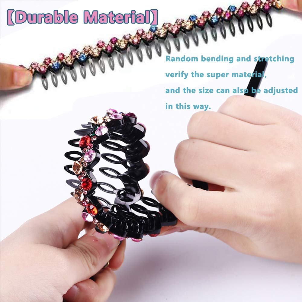 LUOLIPEYA 6 Pack Wave Rhinestone Teeth Comb Headbands for Women - Flower Crystal Hairband Hair Hoop with Teeth Non-Slip Hard Plastic 3 Pattern (Shiny 6 Colors) Avelisse