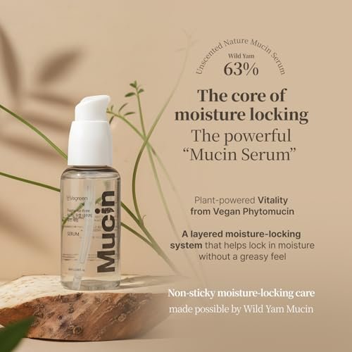 VEGREEN Vegan Nature Mucin Serum with 63% Wild Yam Phyto Mucin & Peptides - Korean Skincare for Barrier Repair & Intense Hydration - Non-Sticky, Cruelty-Free Soothing Face Serum, 1.69 fl oz Avelisse