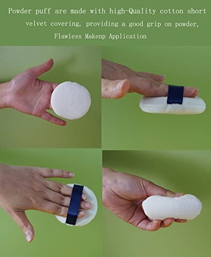 Yababa Ultra Soft Washable Velour Powder Puffs - 3.15 Inch, 6 Count, White - Perfect for Face, Setting, Body & Loose Powder