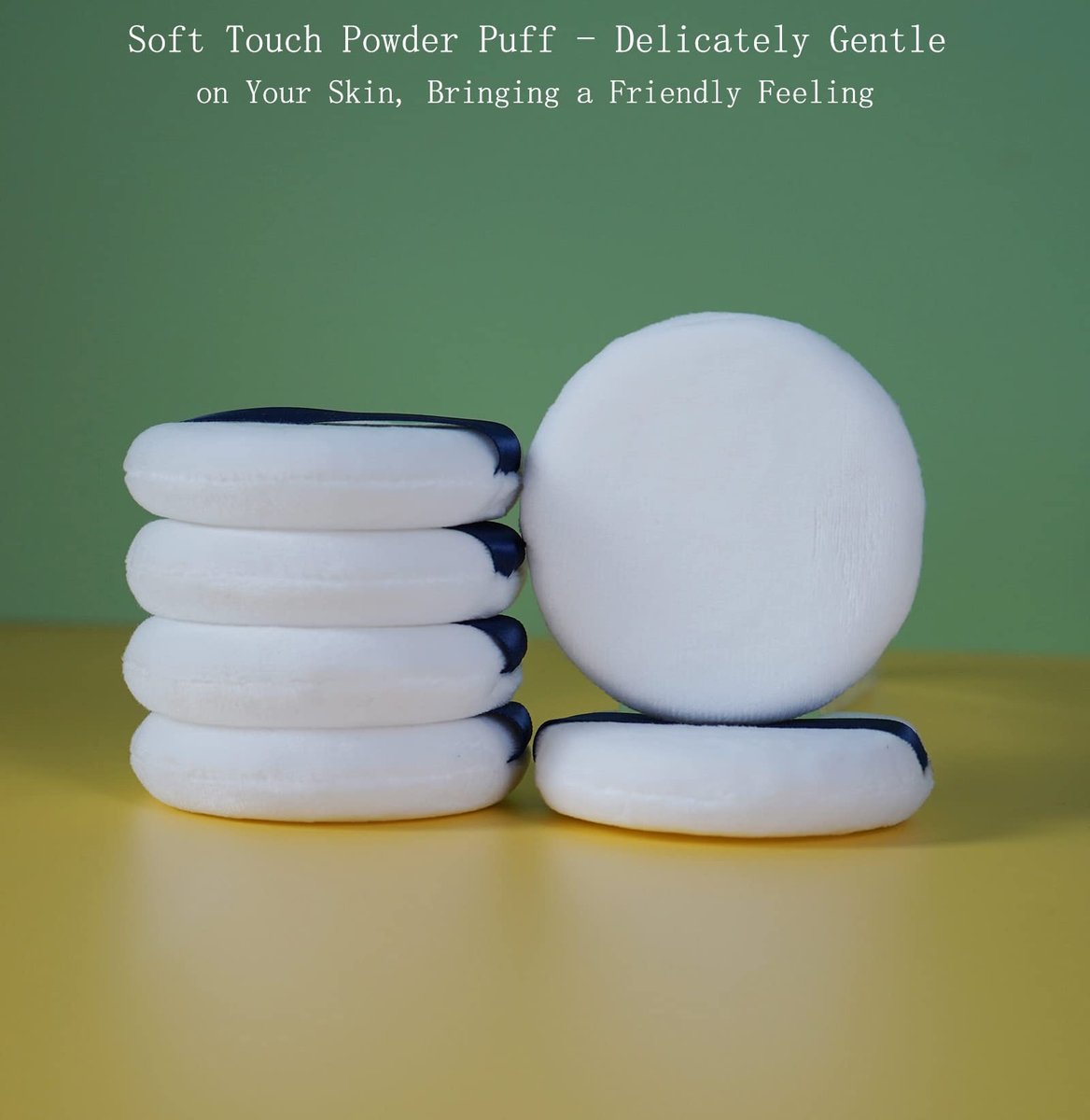Yababa Ultra Soft Washable Velour Powder Puffs - 3.15 Inch, 6 Count, White - Perfect for Face, Setting, Body & Loose Powder - görsel 3