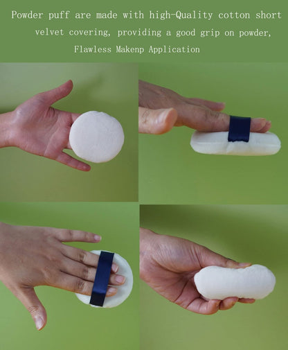 Yababa Ultra Soft Washable Velour Powder Puffs - 3.15 Inch, 6 Count, White - Perfect for Face, Setting, Body & Loose Powder