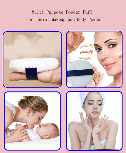 Yababa Ultra Soft Washable Velour Powder Puffs - 3.15 Inch, 6 Count, White - Perfect for Face, Setting, Body & Loose Powder