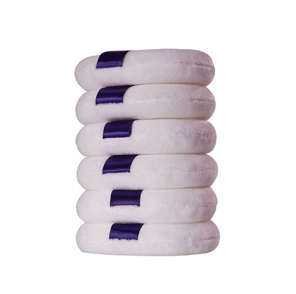 Yababa Ultra Soft Washable Velour Powder Puffs - 3.15 Inch, 6 Count, White - Perfect for Face, Setting, Body & Loose Powder