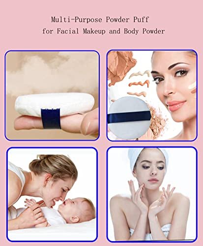 Yababa Ultra Soft Washable Velour Powder Puffs - 3.15 Inch, 6 Count, White - Perfect for Face, Setting, Body & Loose Powder